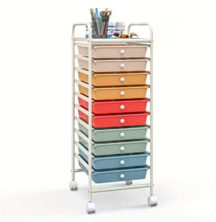 10 Drawer Rolling Storage Cart Organizer with Locking Wheels S17431
