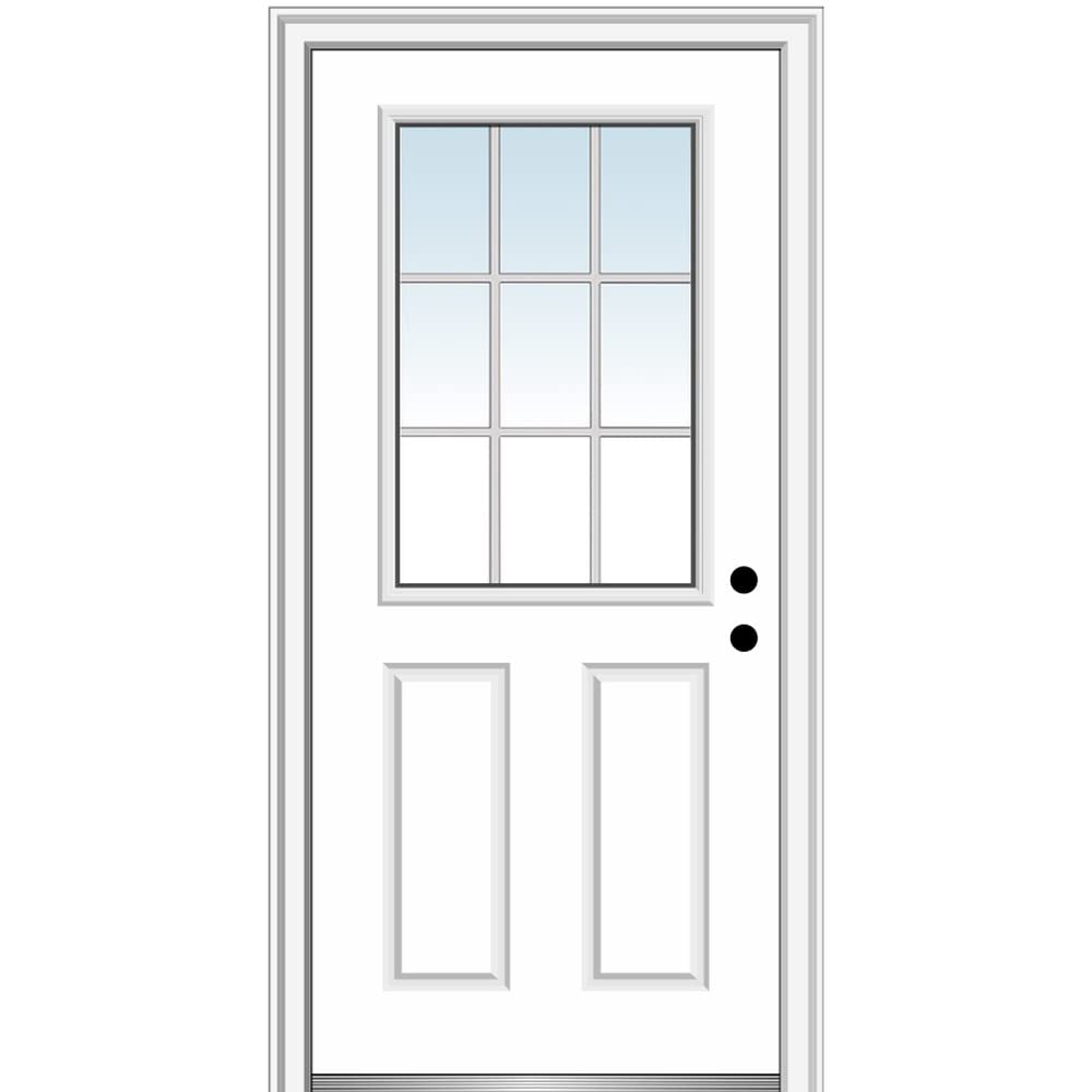 Steel Primed Left-Hand Inswing 1/2 Lite 2-Panel Prehung Front Door 36" x 80" L585