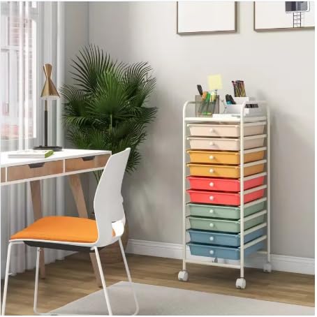 10 Drawer Rolling Storage Cart Organizer with Locking Wheels S17431