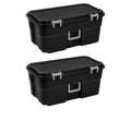 2 Pack 22 Gallon Black Wheeled Lockable Plastic Storage Trunk Q799