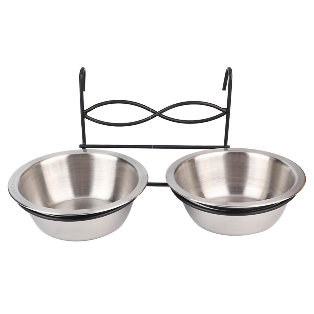 Stainless Steel Hanging Pet Bowls, 2 Bowls 1 Hook K3880