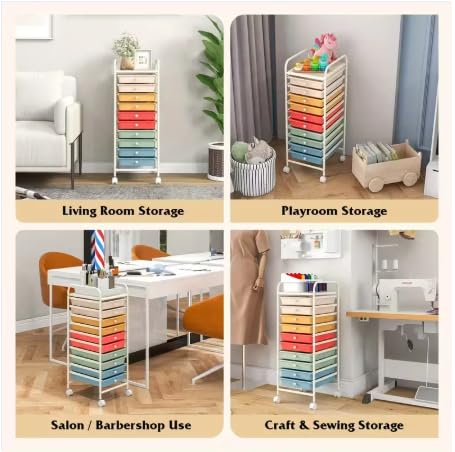 10 Drawer Rolling Storage Cart Organizer with Locking Wheels S17431