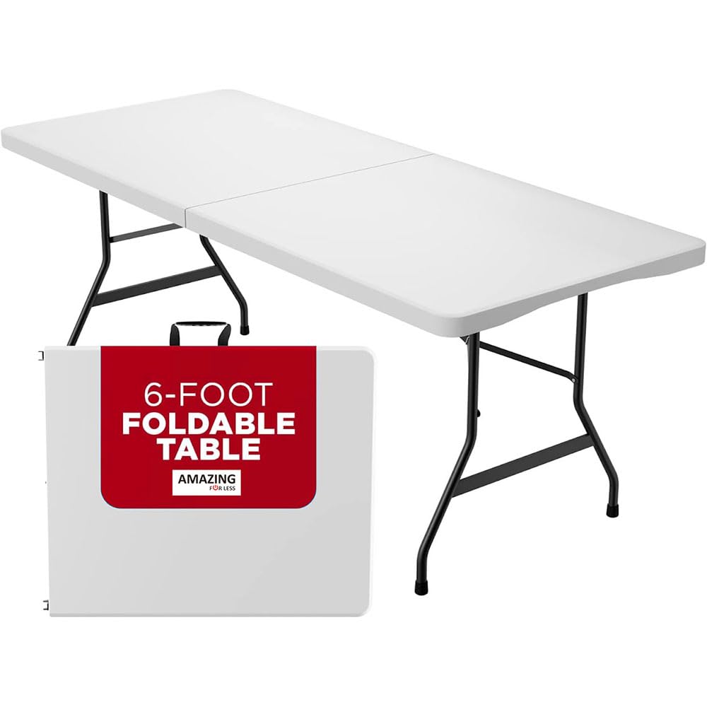 6ft White Plastic Folding Table Z73072