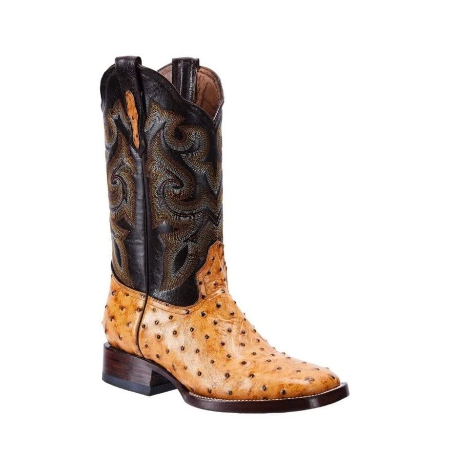 Ostrich Print Leather Western Boots S513824