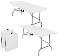 Set of 2 Lightweight 6FT Rectangular Plastic Folding Tables with Steel Legs Y599