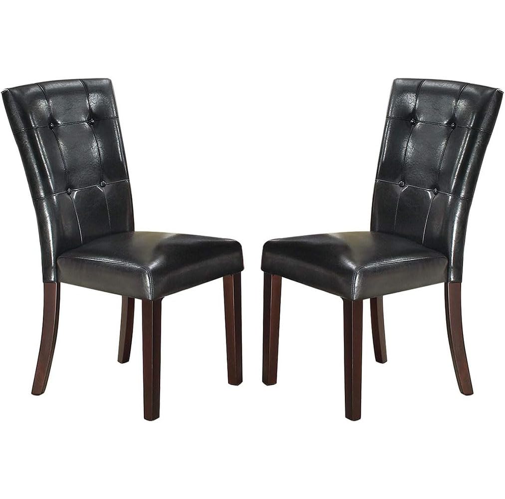 Black Faux Leather Dining Chairs Set of 2 T2126