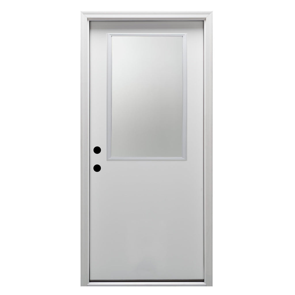 Primed Fiberglass 1/2 Lite Clear Glass Prehung Entry Door 36" x 80" K185030