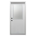 Primed Fiberglass 1/2 Lite Clear Glass Prehung Entry Door 36" x 80" K185030