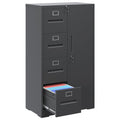 4 Drawer Vertical File Cabinet with Lock and Storage Shelves Black I61667
