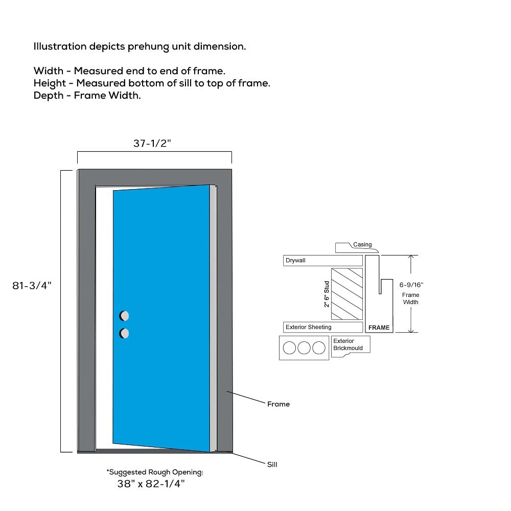 Primed Fiberglass 1/2 Lite Clear Glass Prehung Entry Door 36" x 80" K185030