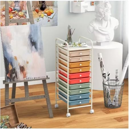 10 Drawer Rolling Storage Cart Organizer with Locking Wheels S17431