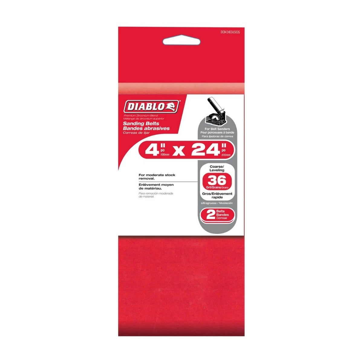 4" x 24" 36-Grit Zirconium Sanding Belt 2-Pack K22913