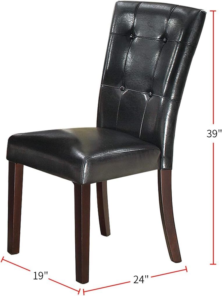 Black Faux Leather Dining Chairs Set of 2 S890