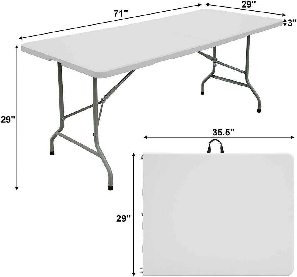6ft White Plastic Folding Table Z73072