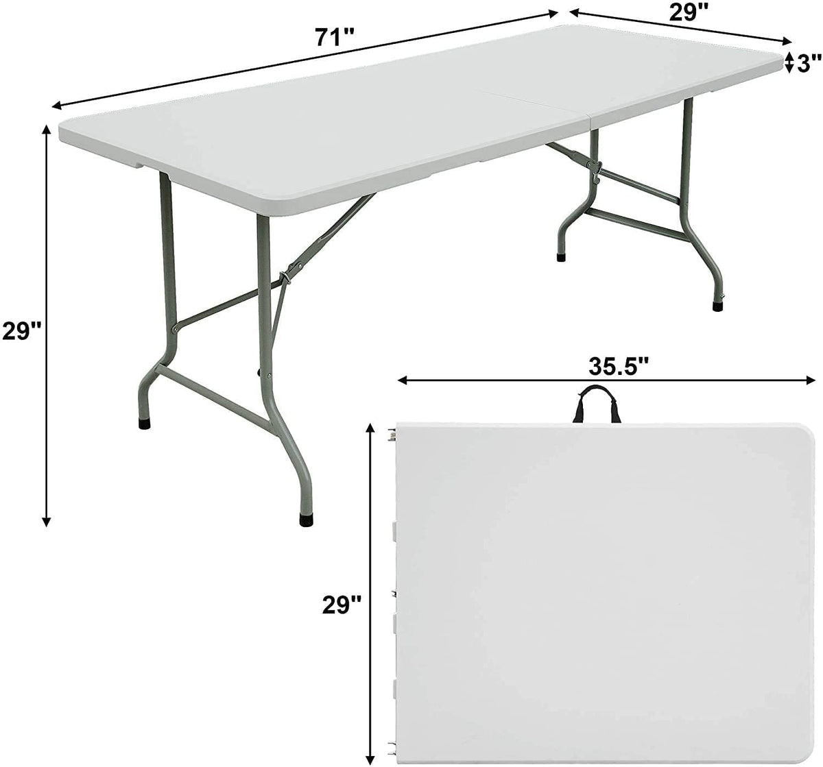 6ft White Plastic Folding Table Z73072