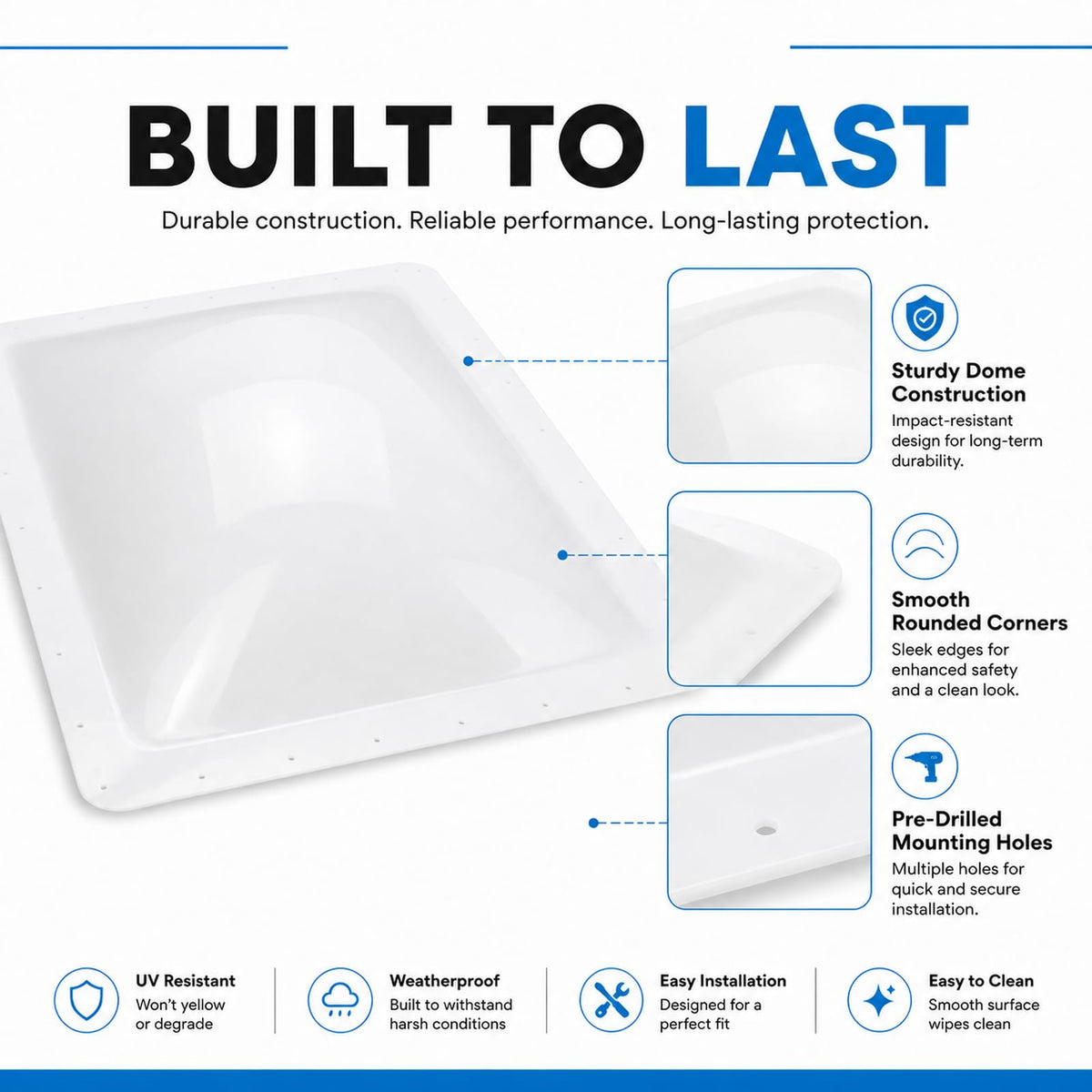 RV Skylight Replacement 22" x 34" Outer Dome Cover Q22629