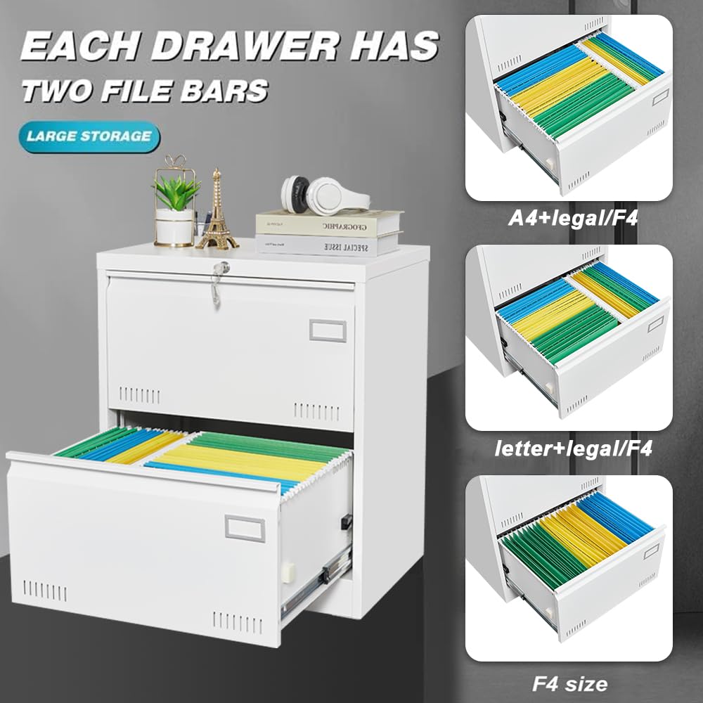 White 2 Drawer Metal Lockable File Cabinet E2750
