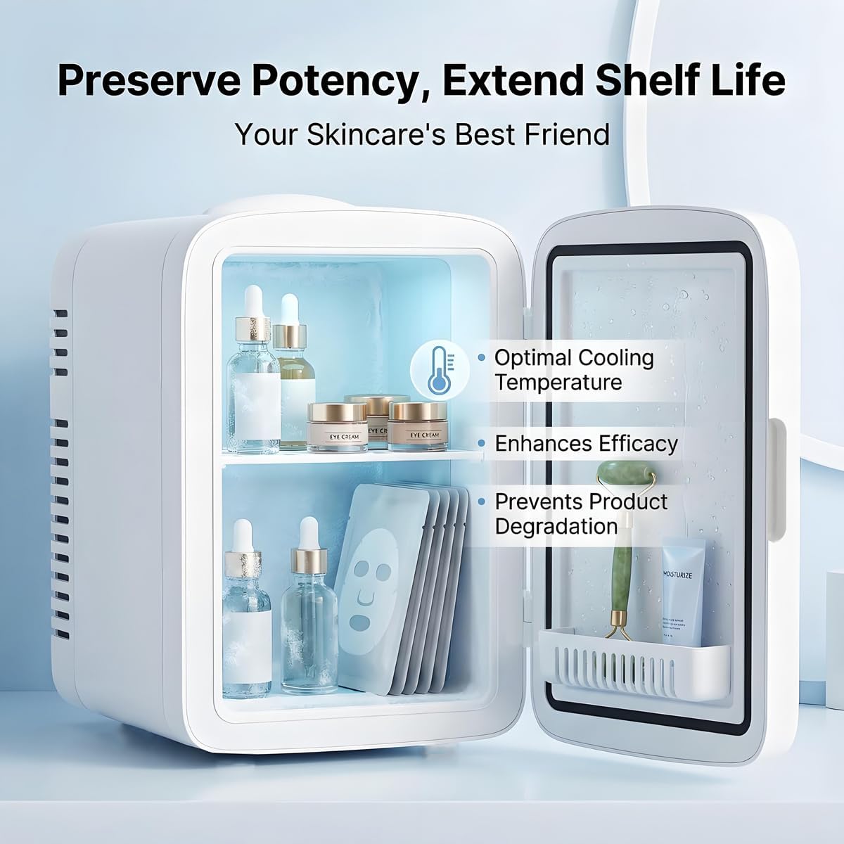 4L Mini Skincare Refrigerator with Dimmable LED Mirror S7068