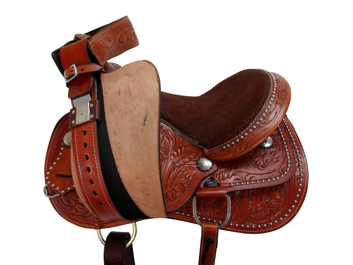 Tooled Leather Western Horse Saddle 15 16 17 18 K333070
