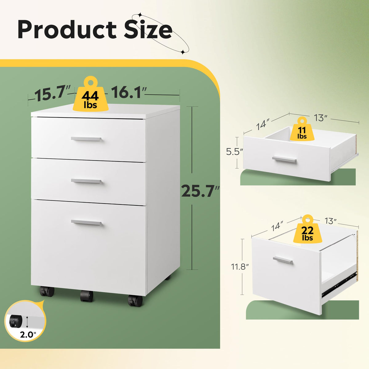 3 Drawer White Wood File Cabinet Z36019