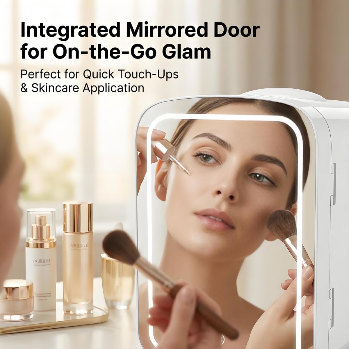 4L Mini Skincare Refrigerator with Dimmable LED Mirror S7068