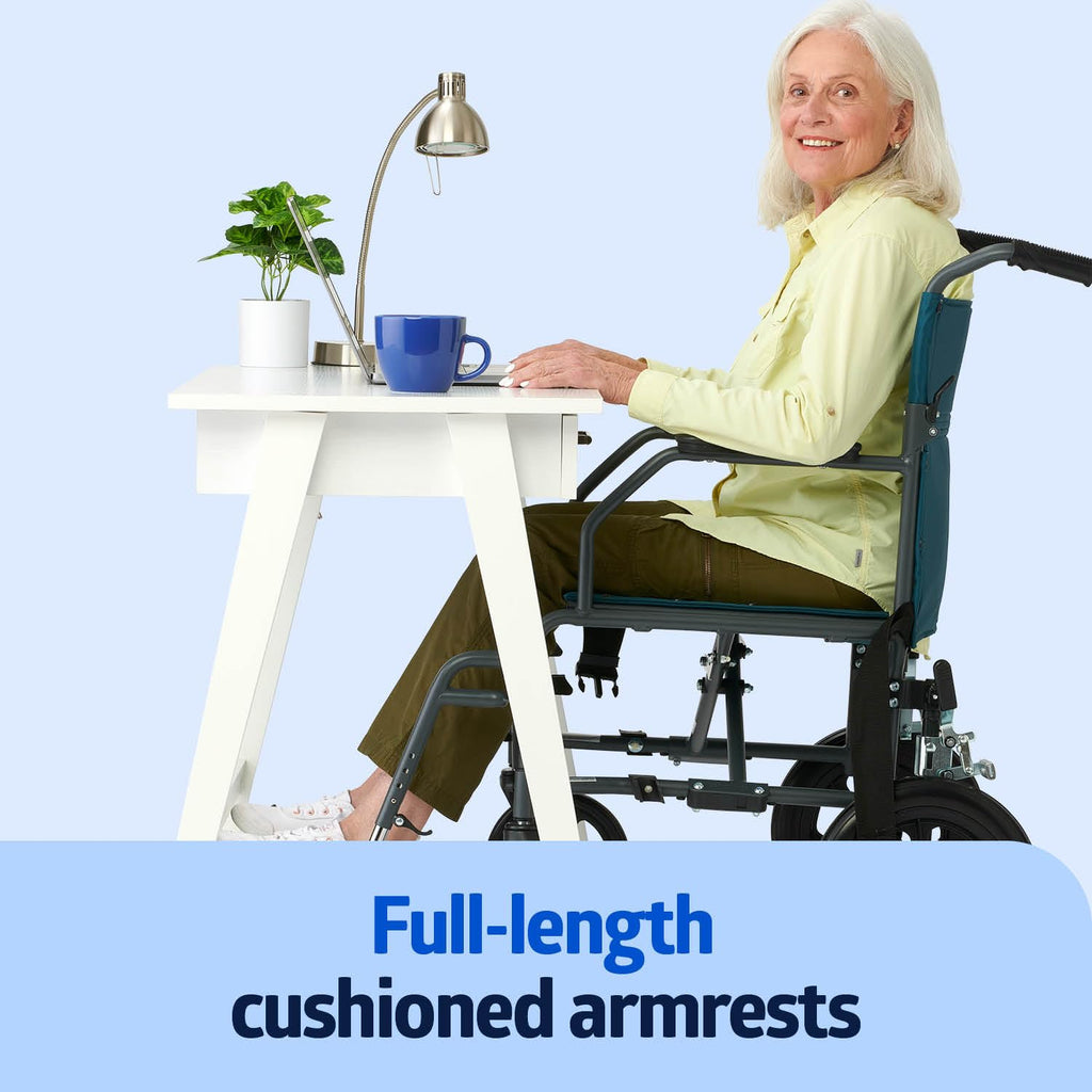 Folding Steel Transport Wheelchair with 12-Inch Wheels V4659