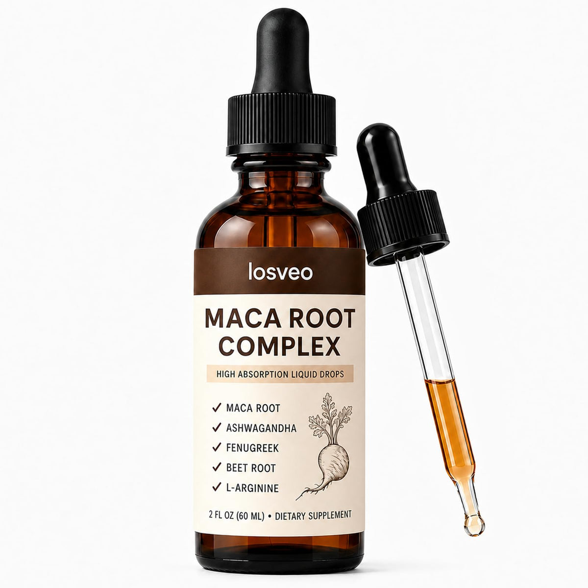 Maca Root Complex Drops with Ashwagandha, Fenugreek, Beet Root & L-Arginine, 2floz N455872