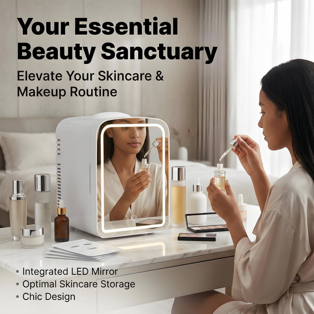 4L Mini Skincare Refrigerator with Dimmable LED Mirror S7068