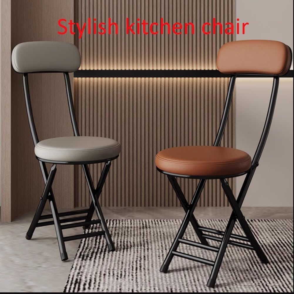 Black 18 Inch Cushioned Folding Kitchen Stool F310234