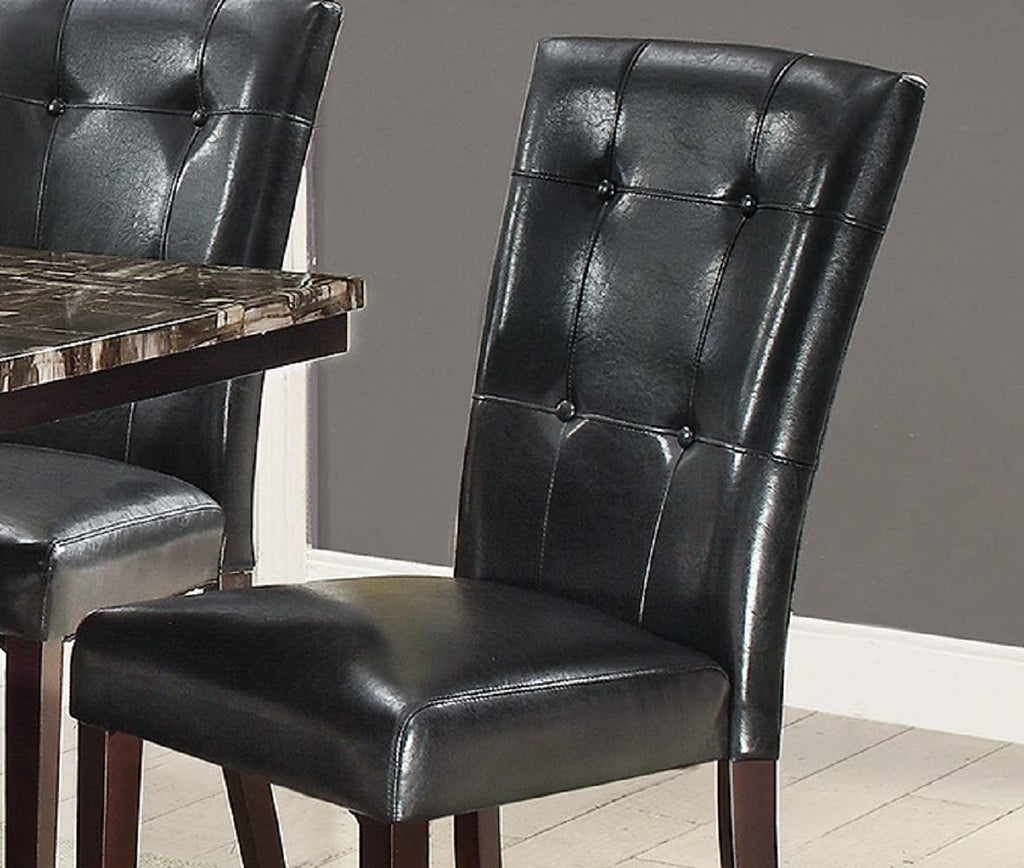 Black Faux Leather Dining Chairs Set of 2 S890