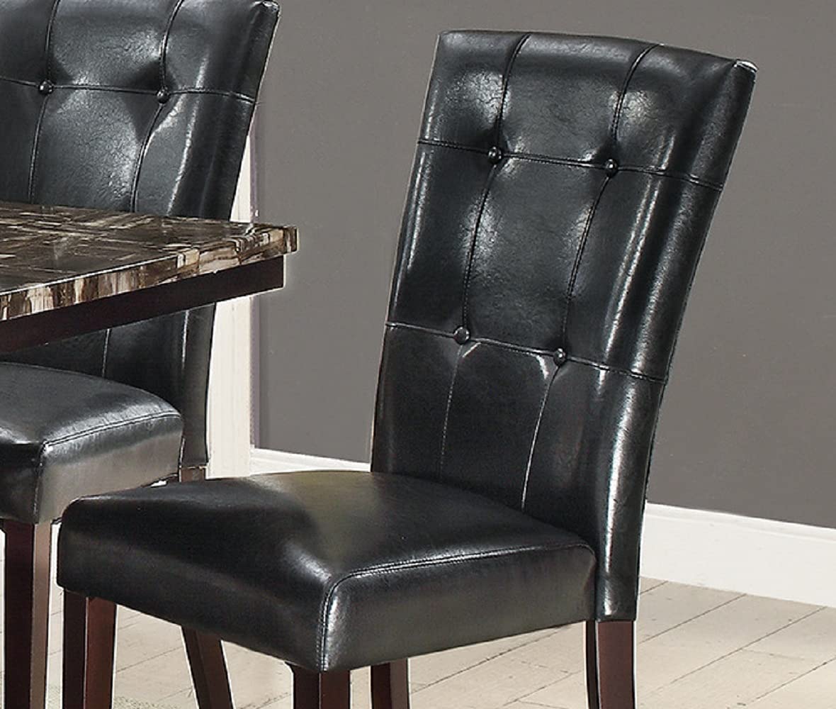 Black Faux Leather Dining Chairs Set of 2 S890