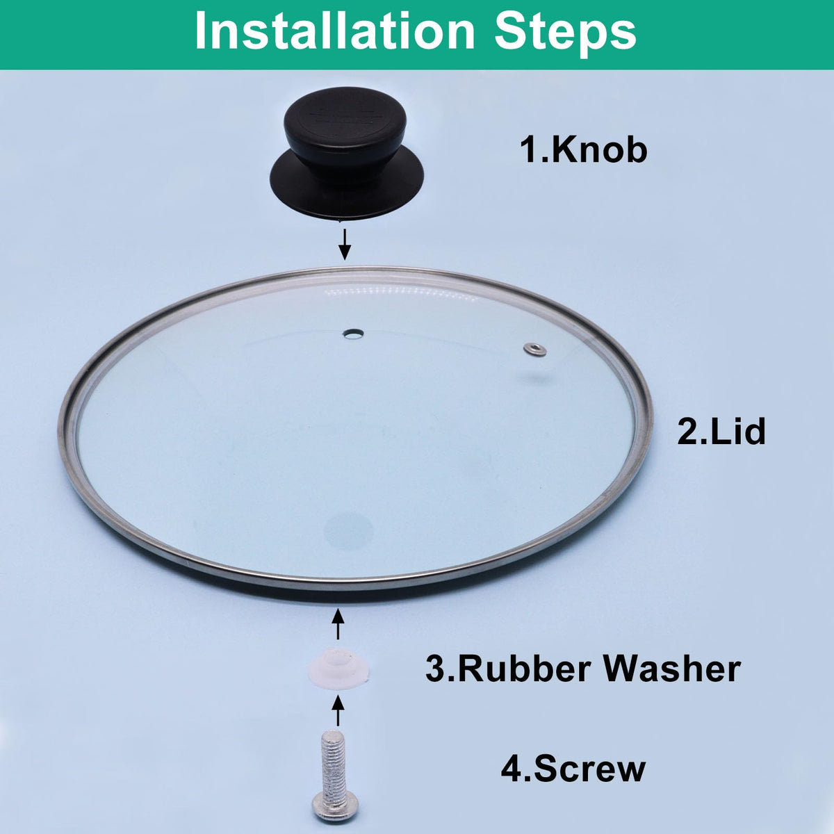 10 Inch Round Tempered Glass Pan Lid with Heat Resistant Handle I621689