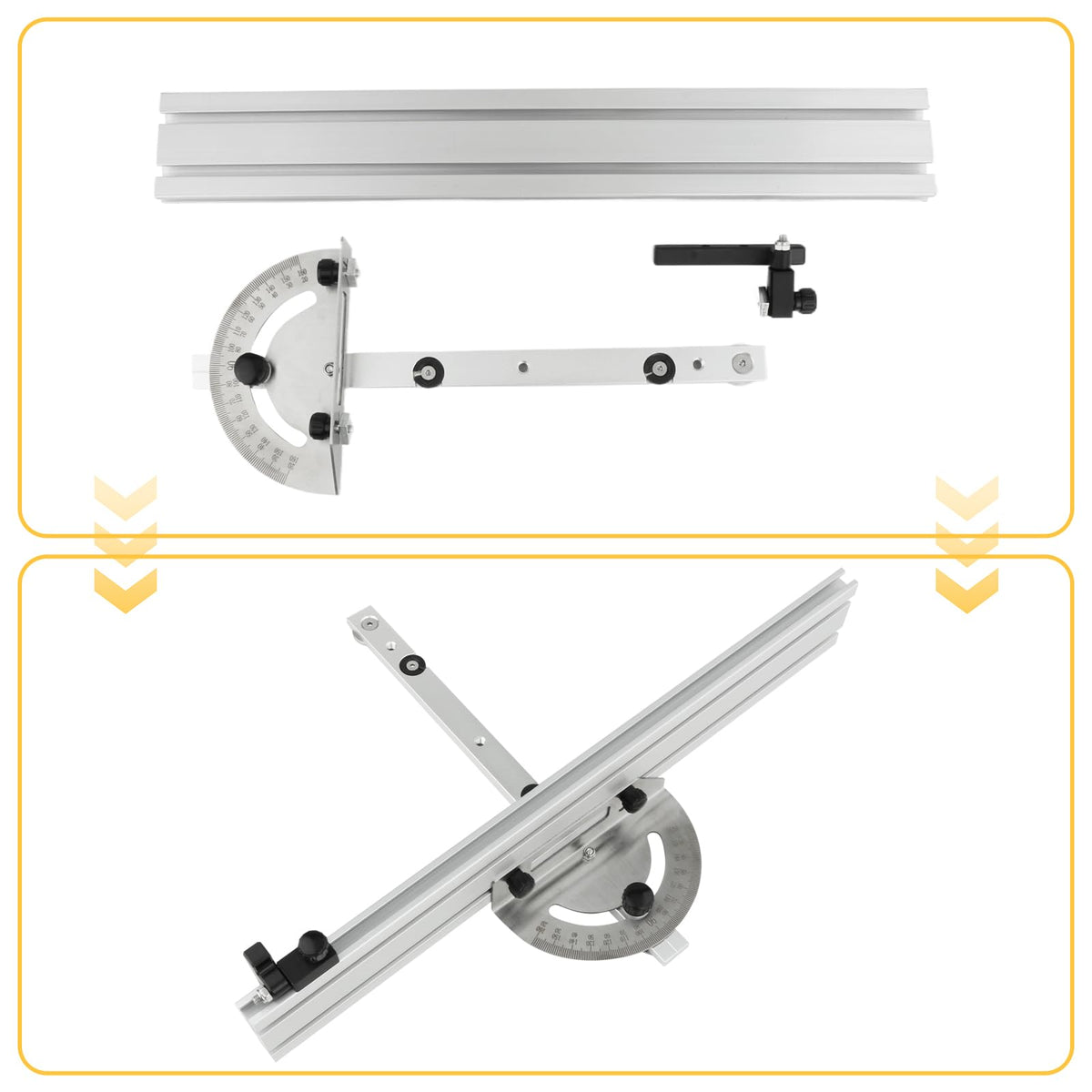 Table Saw Miter Gauge System with Miter Fence, 120° Angle Stops Adjustable, 250mm R4021