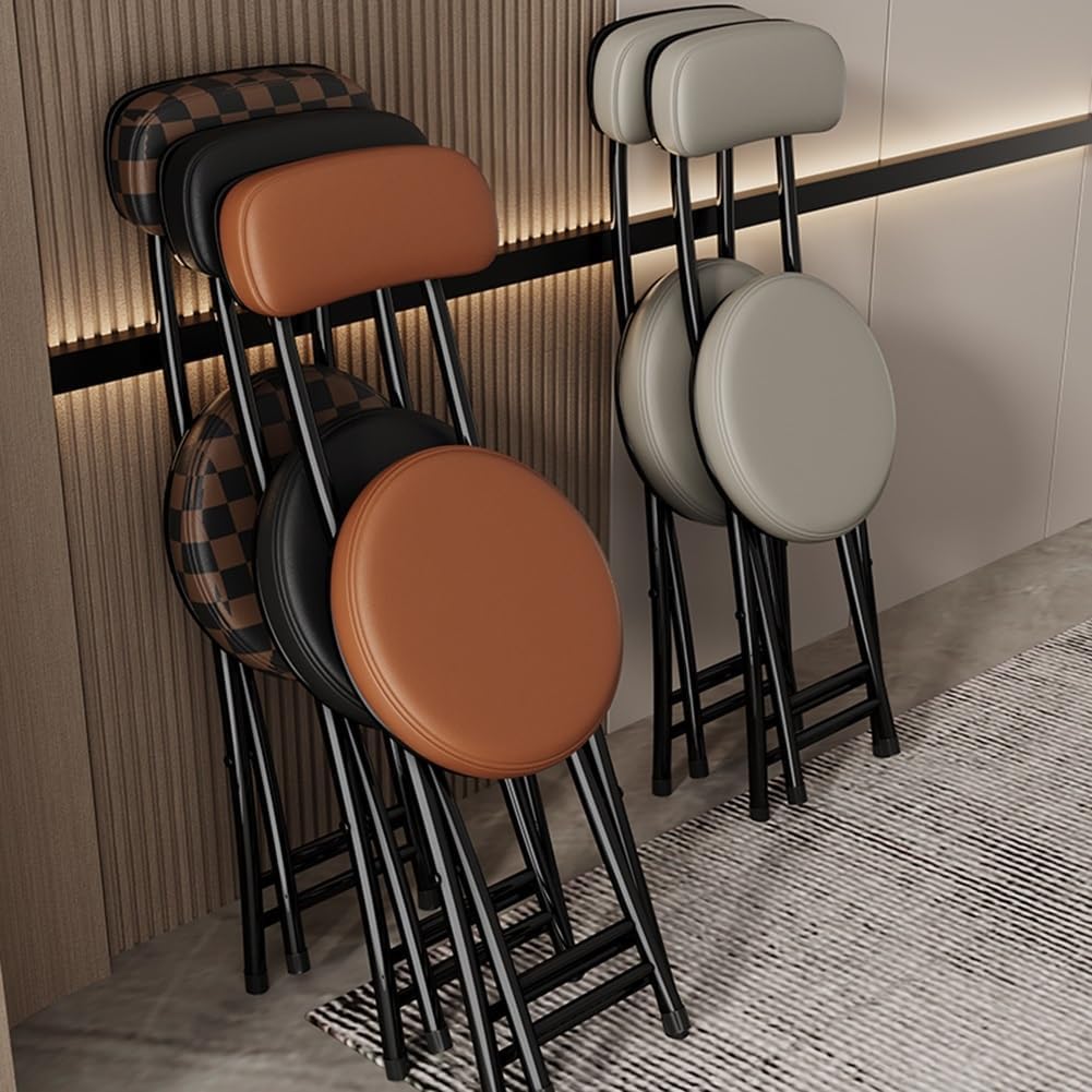 Black 18 Inch Cushioned Folding Kitchen Stool F310234