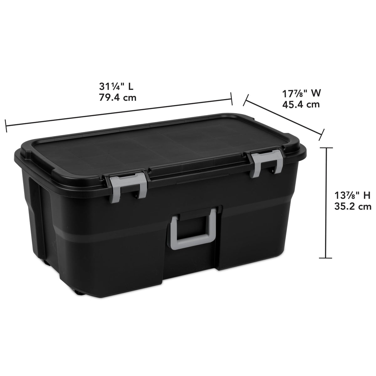2 Pack 22 Gallon Black Wheeled Lockable Plastic Storage Trunk Q799