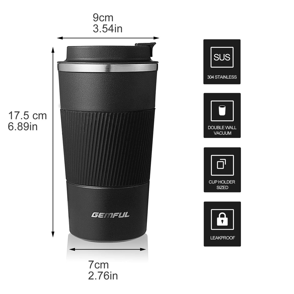 2 Pack 17oz Insulated Travel Coffee Mug with Lid A684