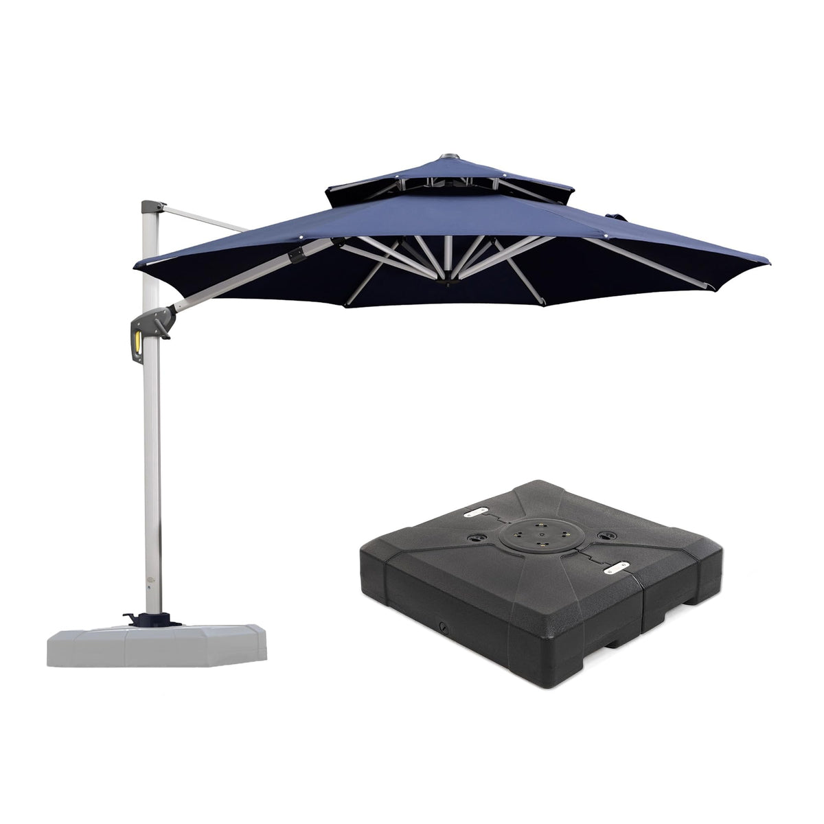 Navy Blue 10 FT Cantilever Patio Umbrella with Base J6986