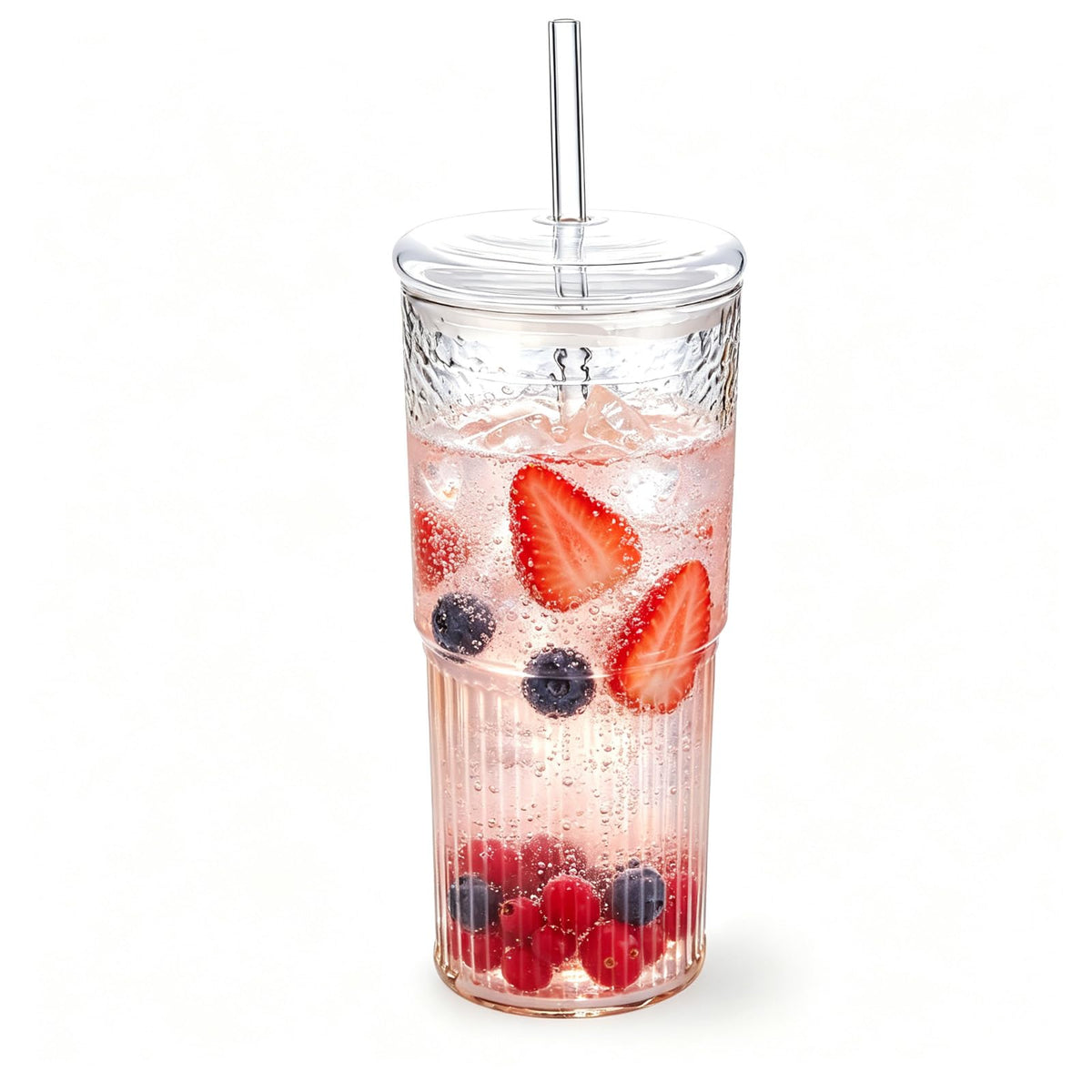 20 oz Glass Cups with Lids and Straws G543