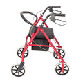 Red Height Adjustable Steel Rolling Walker with Seat X707856
