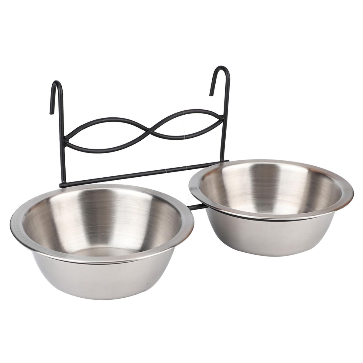 Stainless Steel Hanging Pet Bowls, 2 Bowls 1 Hook K3880