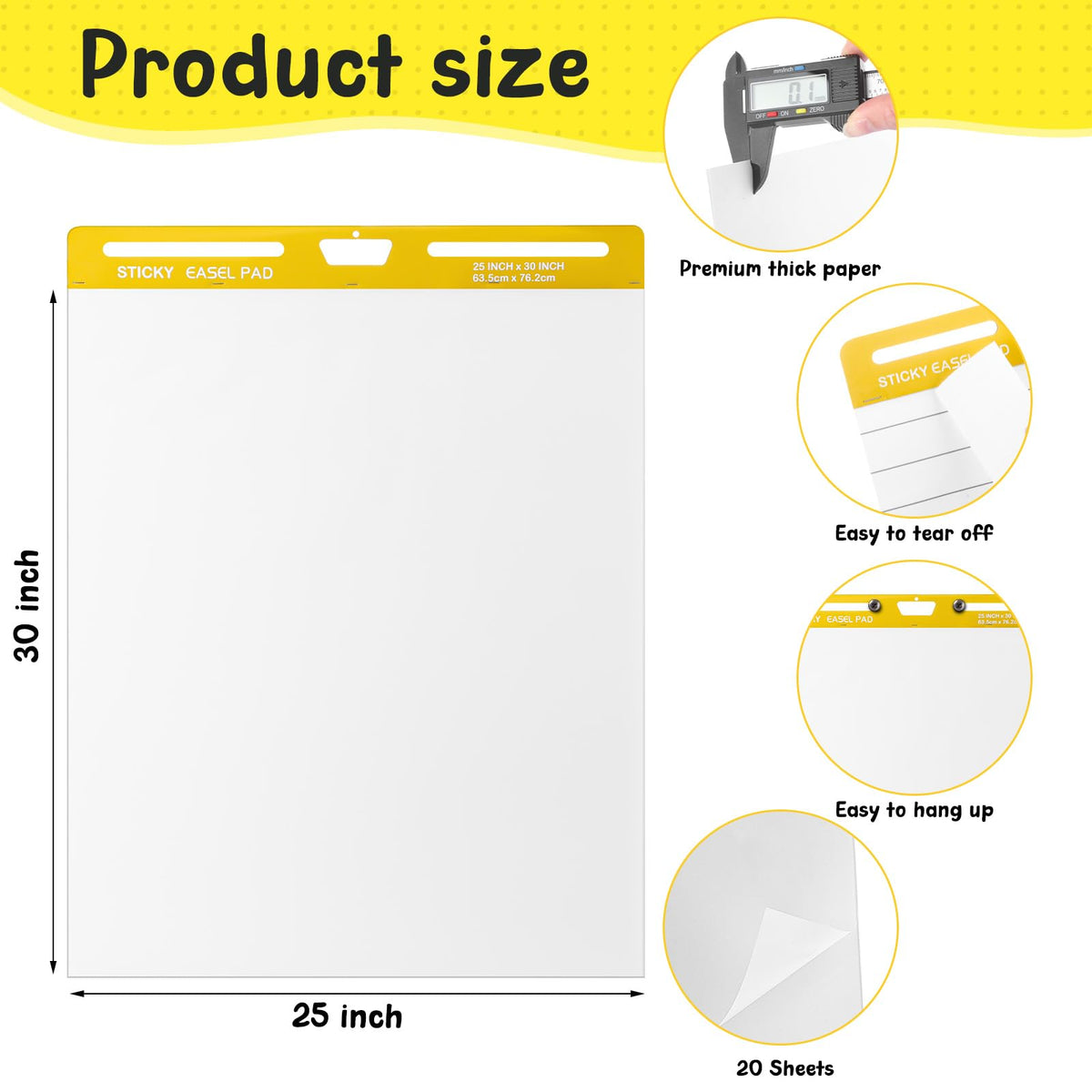 4 Pack White Sticky Easel Pad 25 x 30 in L20994