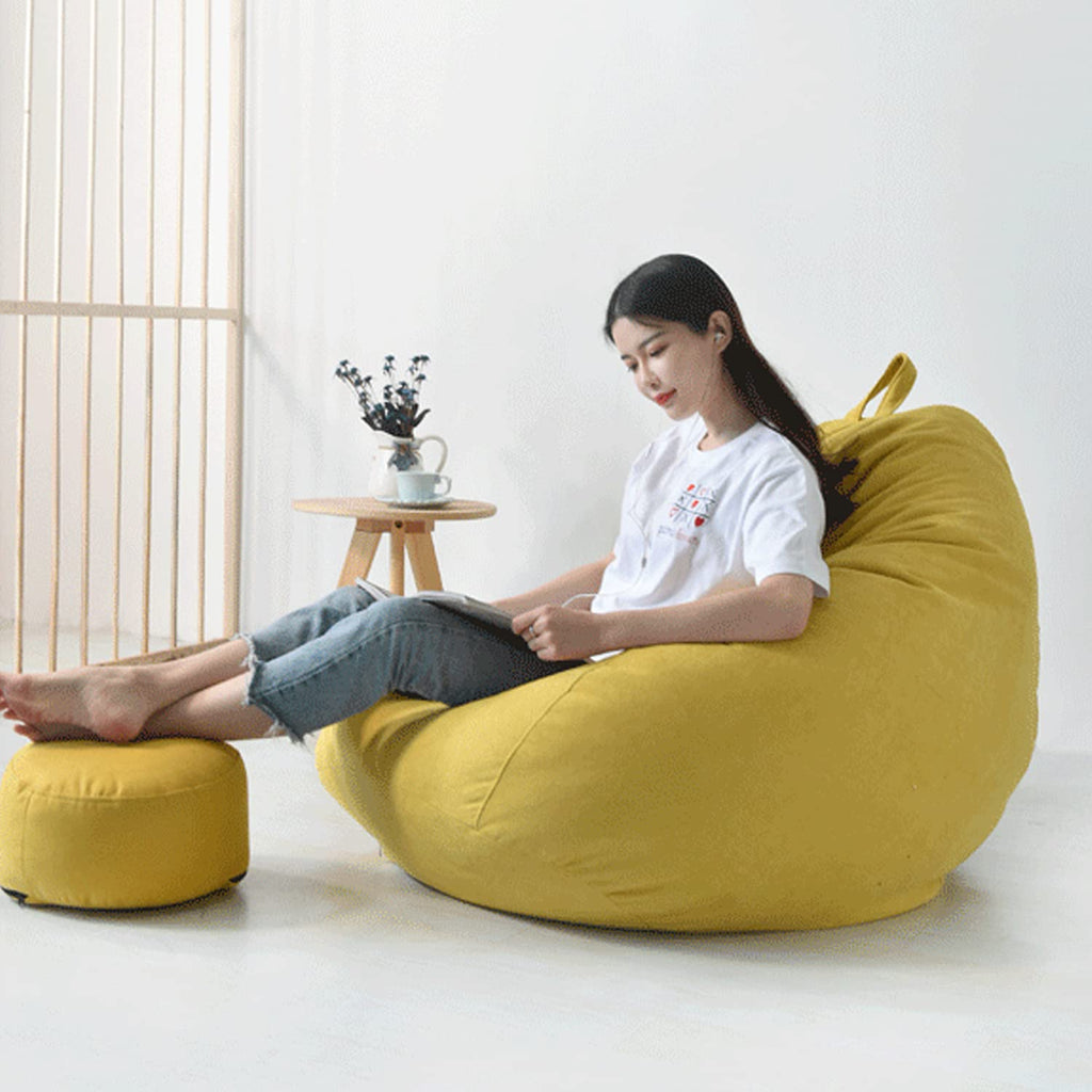 Washable Soft Bean Bag Chair Cover Only 110 * 120cm Yellow G2593