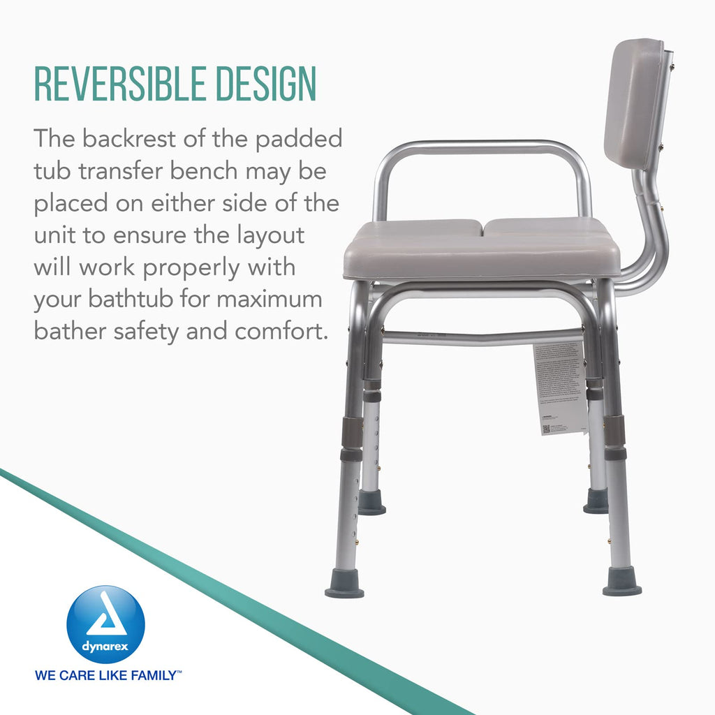 Padded Tub Transfer Bench 400 lb. Weight Capacity Grey V8379