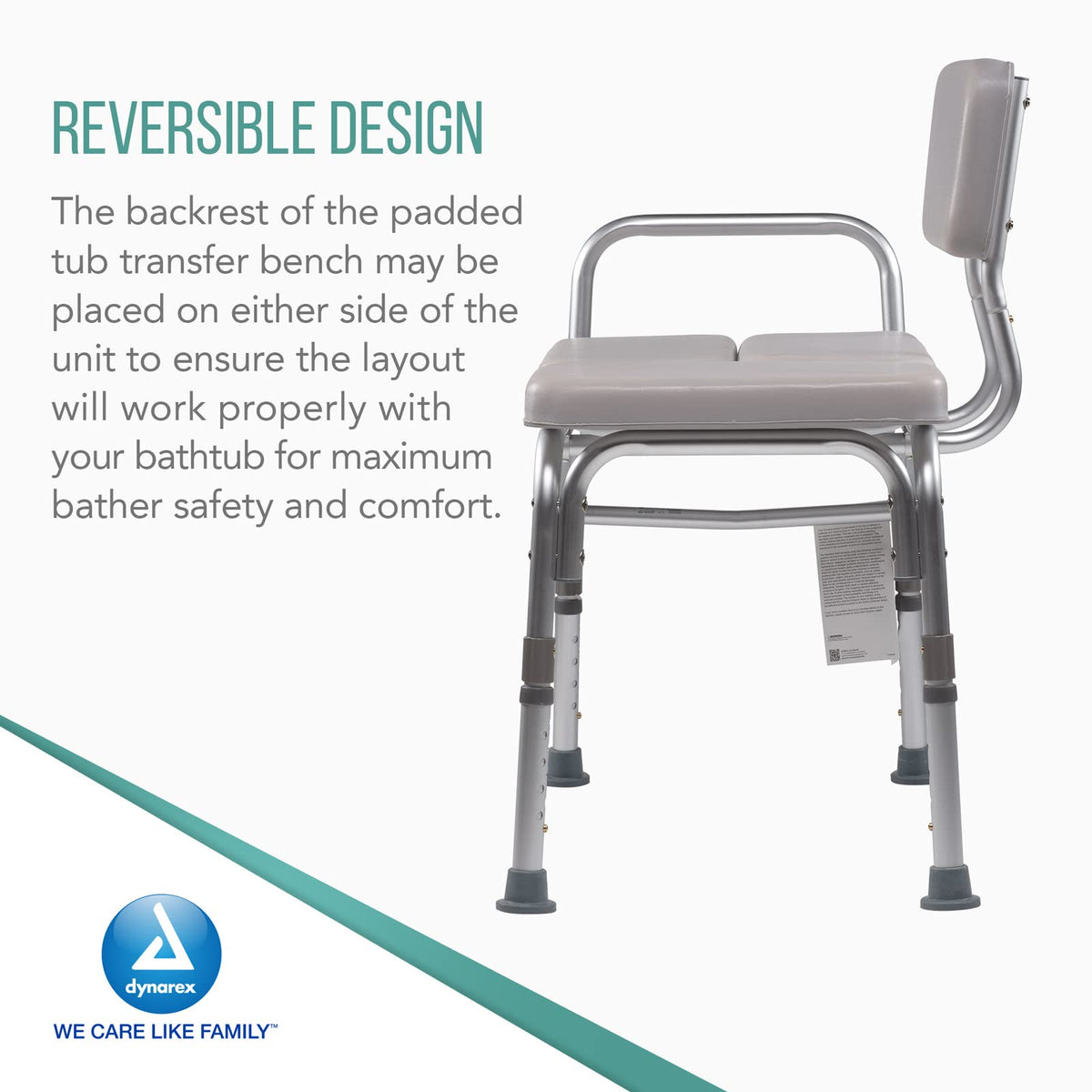 Padded Tub Transfer Bench 400 lb. Weight Capacity Grey V8379