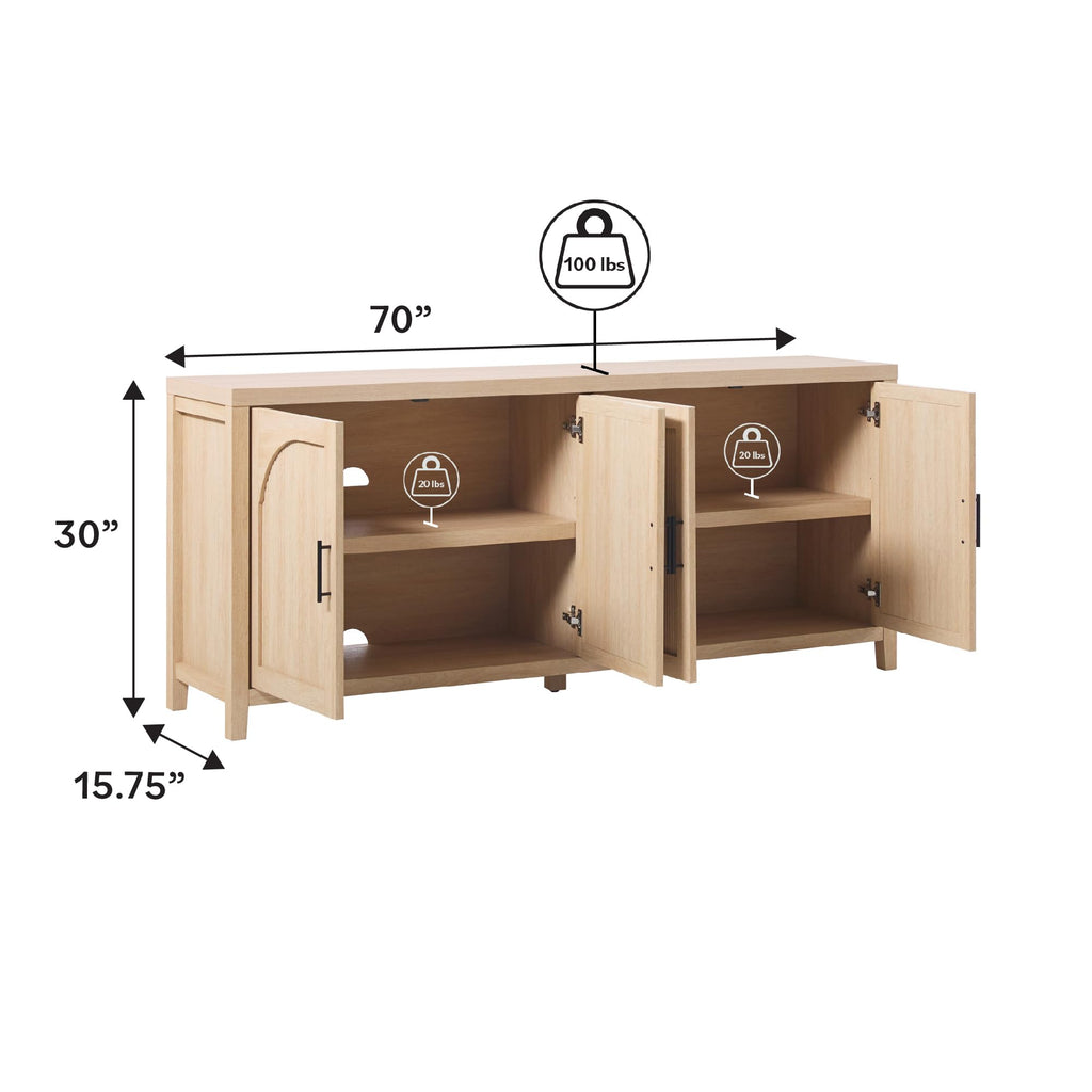 70 Inch Coastal Oak Sideboard Buffet D877125