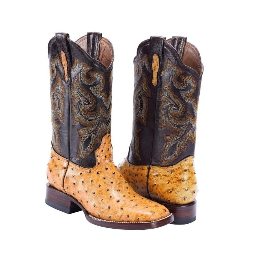 Ostrich Print Leather Western Boots S513824
