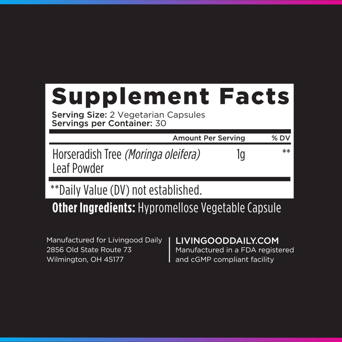 Moringa Capsules 1000mg 60 Capsules S773