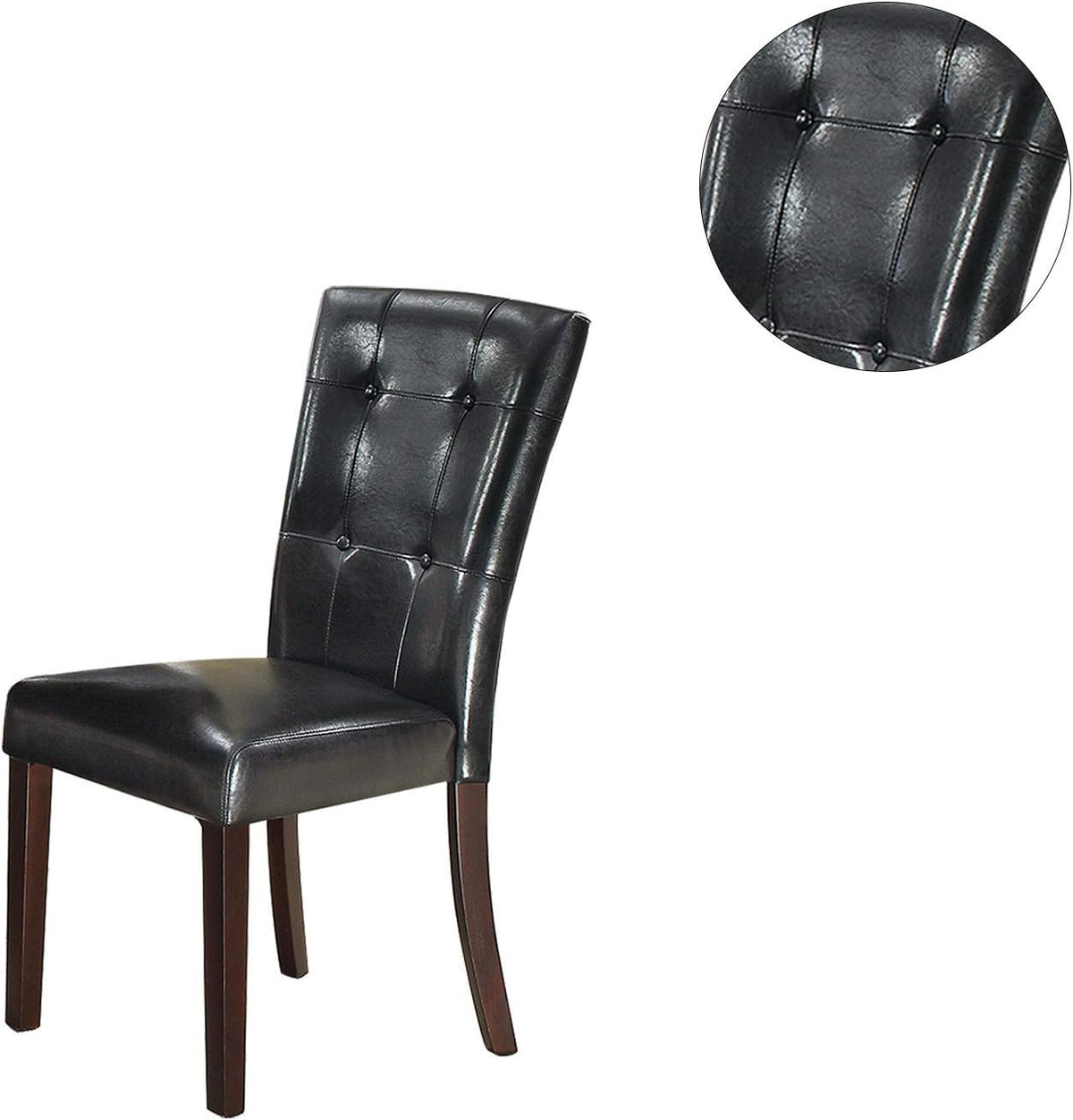 Black Faux Leather Dining Chairs Set of 2 S890