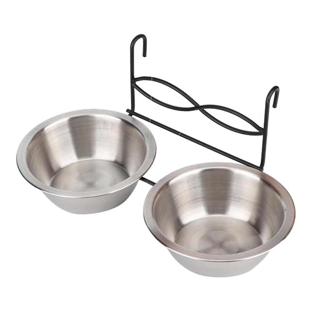 Stainless Steel Hanging Pet Bowls, 2 Bowls 1 Hook K3880
