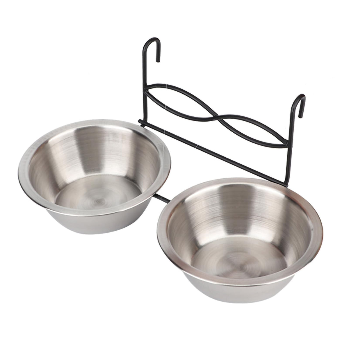 Stainless Steel Hanging Pet Bowls, 2 Bowls 1 Hook K3880